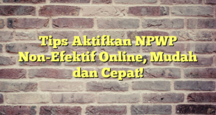 Tips Aktifkan NPWP Non-Efektif Online, Mudah dan Cepat!