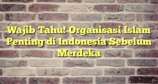 Wajib Tahu! Organisasi Islam Penting di Indonesia Sebelum Merdeka